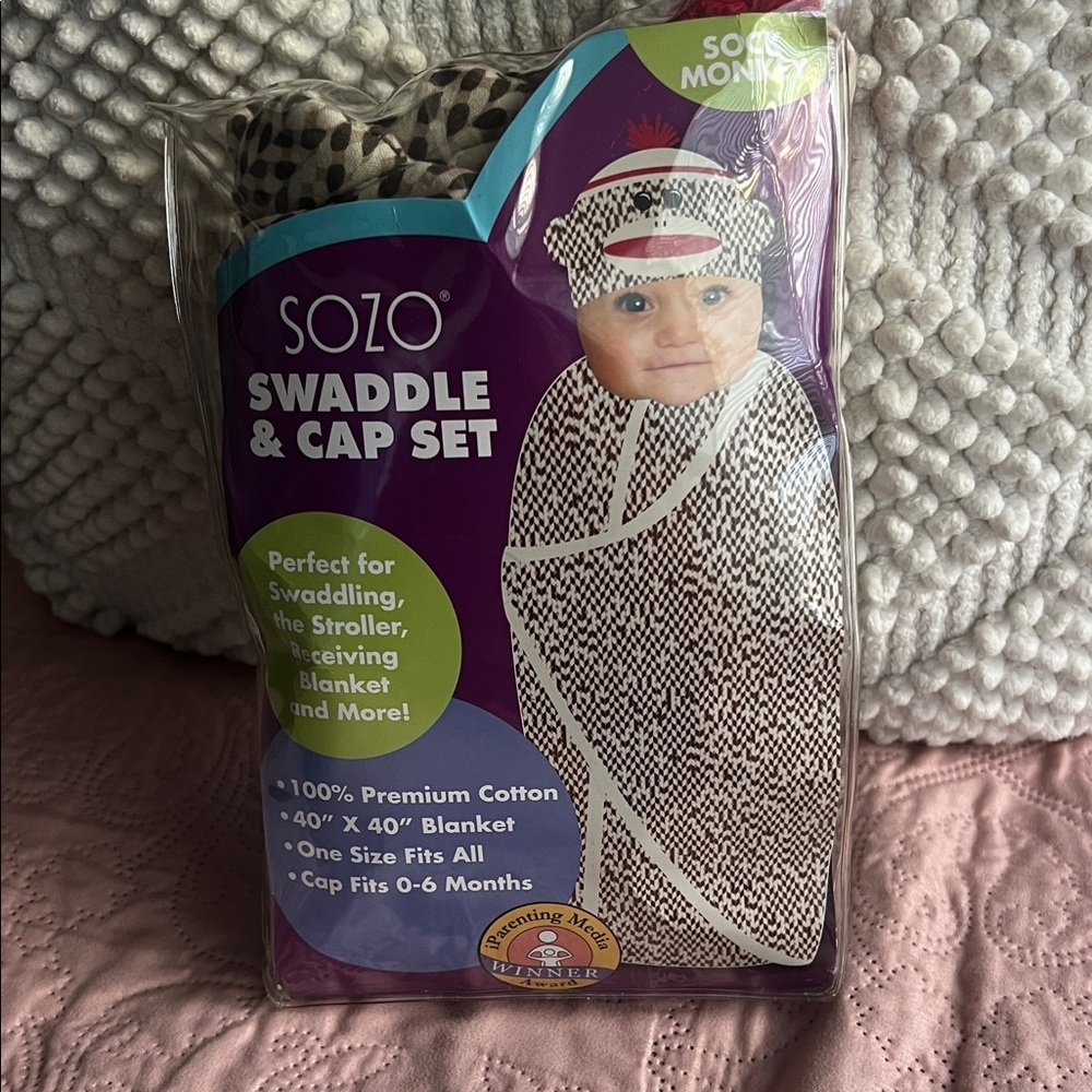 Sozo Swaddle & Cap Set - brown and tan